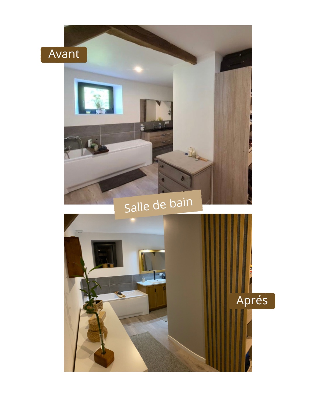 Avant / Après — la salle de bain et le dressing&nbsp;: rangements sur mesure et mise en lumière